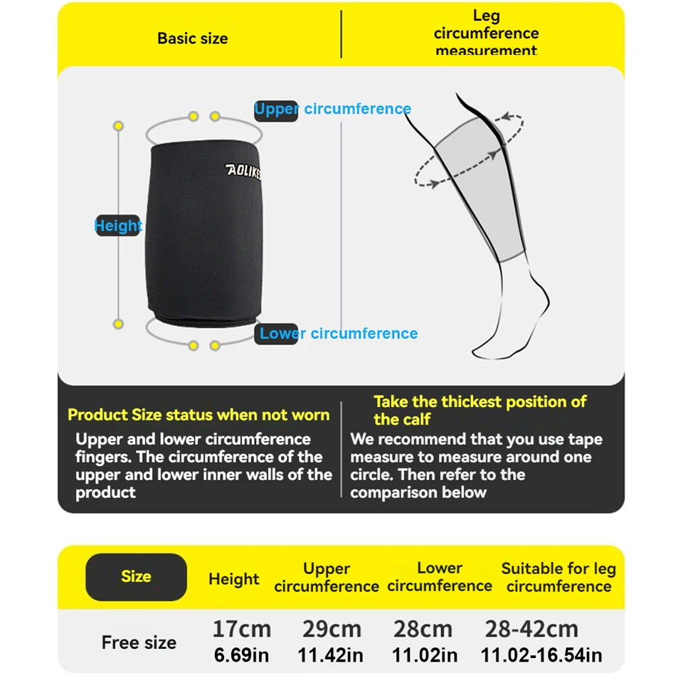 Calf Compression Sleeve 1PCS AOLIKES Shin Ice Wrap for Legs Hot Cold Therapy Post-Workout Recovery 360&deg; Full Coverage