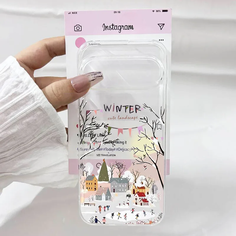 Elegant Winter Snow Landscape Clear Soft TPU Phone Case
