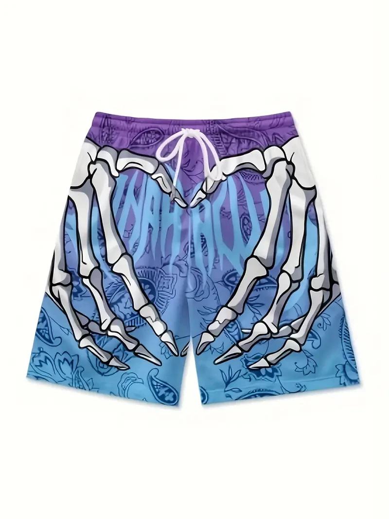 Men's Fine Skull Elements Printed shorts Men's Fashion Comfortable Breathable Quick drying shorts Men's casual fashion shorts 5