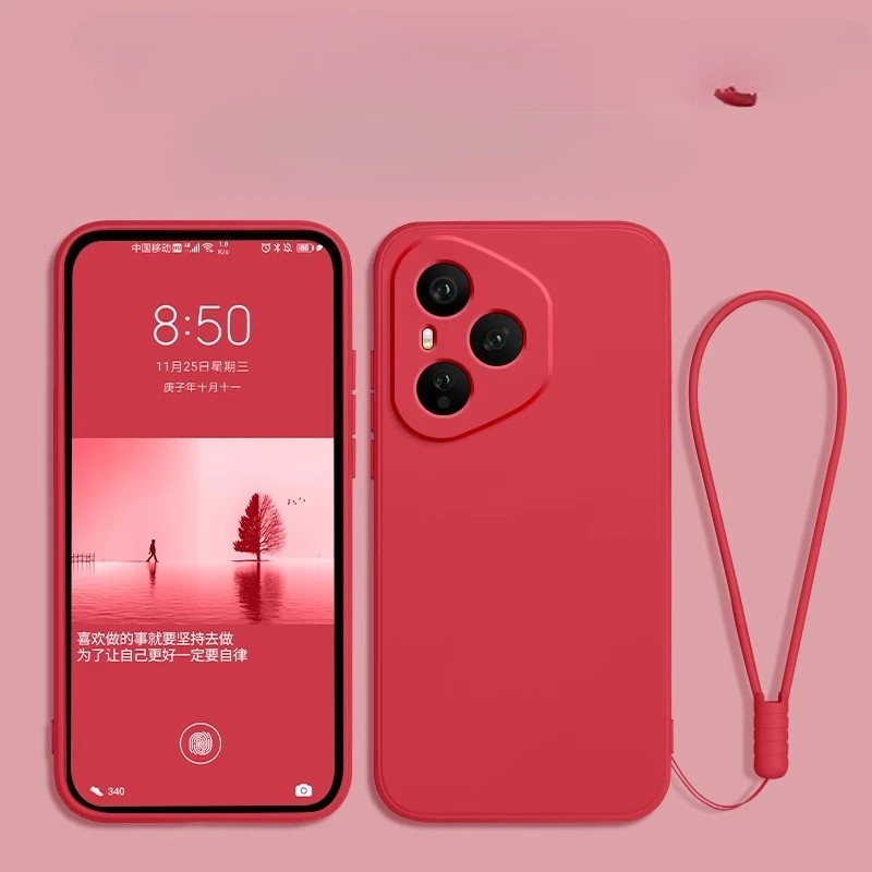 Liquid Silicone Matte Shockproof Bumper Case with Strap - Durable Back Cover s