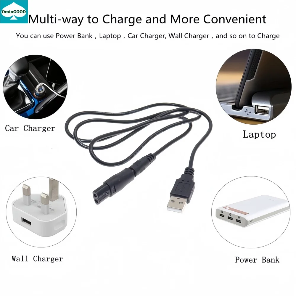 NEUES 8-teiliges Stromkabel 5V Ersatz-USB-Adapter-Ladegerät, geeignet für alle Arten von Haarschneidemaschinen, Bartschneidern und Rasierern – Detail 7