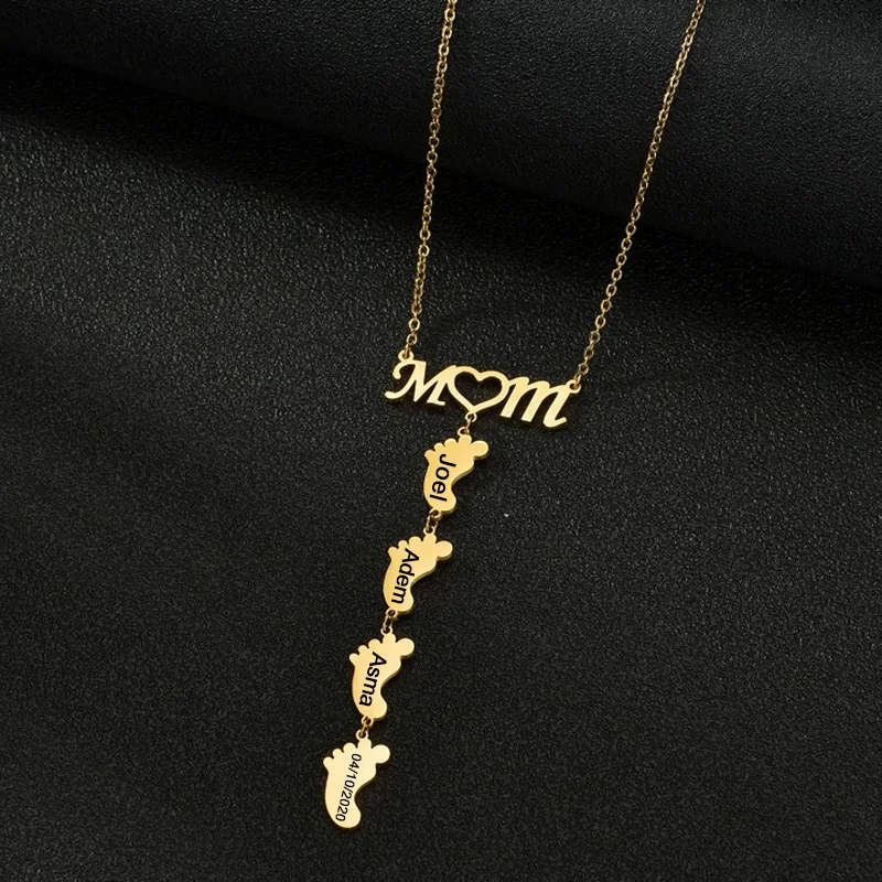 Afirstee Personalized Engrave Name Mom Heart Necklace for Women