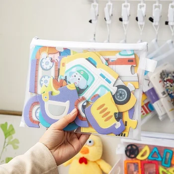 1-12 Transparent Document Storage Bag Building Block Puzzle Sub-package Bag Children Small Particle Mesh Zipper Toy Storage Bags 1