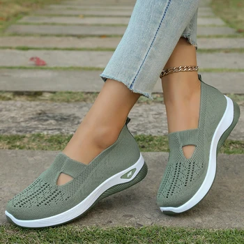 Women's shoes, women's sports shoes, summer flying woven mesh soft sole breathable sports shoes