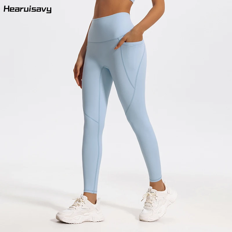 Hearuisavy Ultra-Soft Fabrics High Waist Gym Leggings Quick-Dry Pockets Yoga Pants Workout Pants Push Up Sports Tights Women - תמונה 2