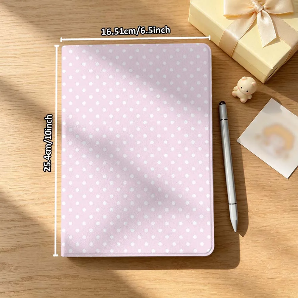 Pink White Polka Dot Tablet Case with Pen Tray