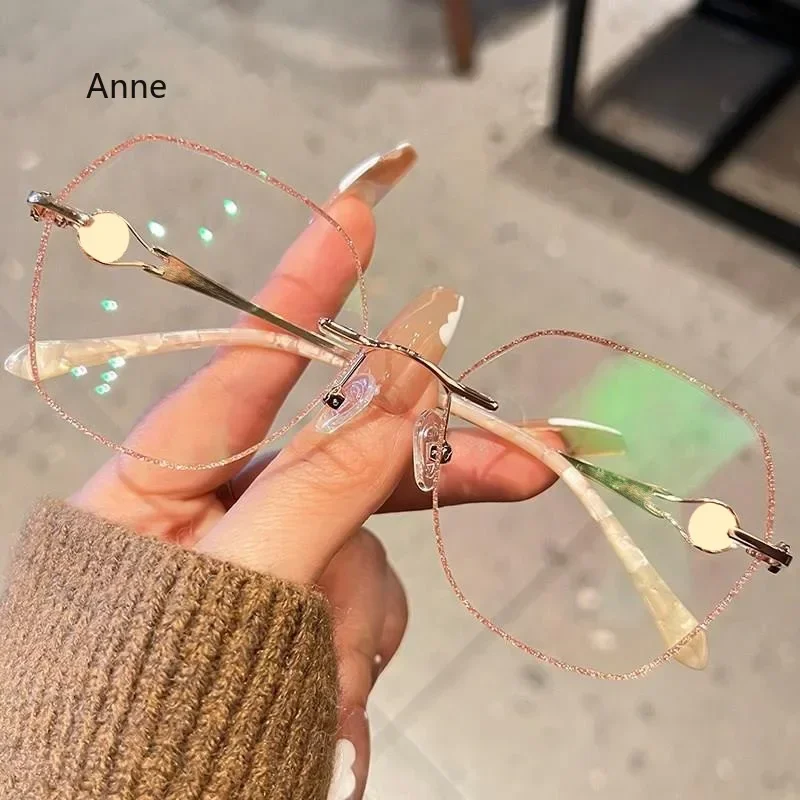 Metal Trimmed Frameless Reading Glasses Women's Anti Blue Light Exquisite and Elegant Presbyopia Glasses +1.0 To + 4.0 gafas 3