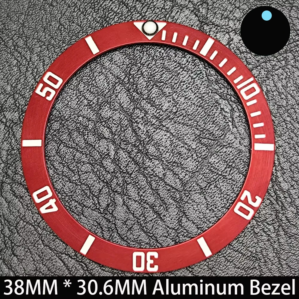 Elegant Blue Luminous Bezel GMT and Diving Watch Insert, Sloping 38mm x 30.6mm Ceramic/Aluminum