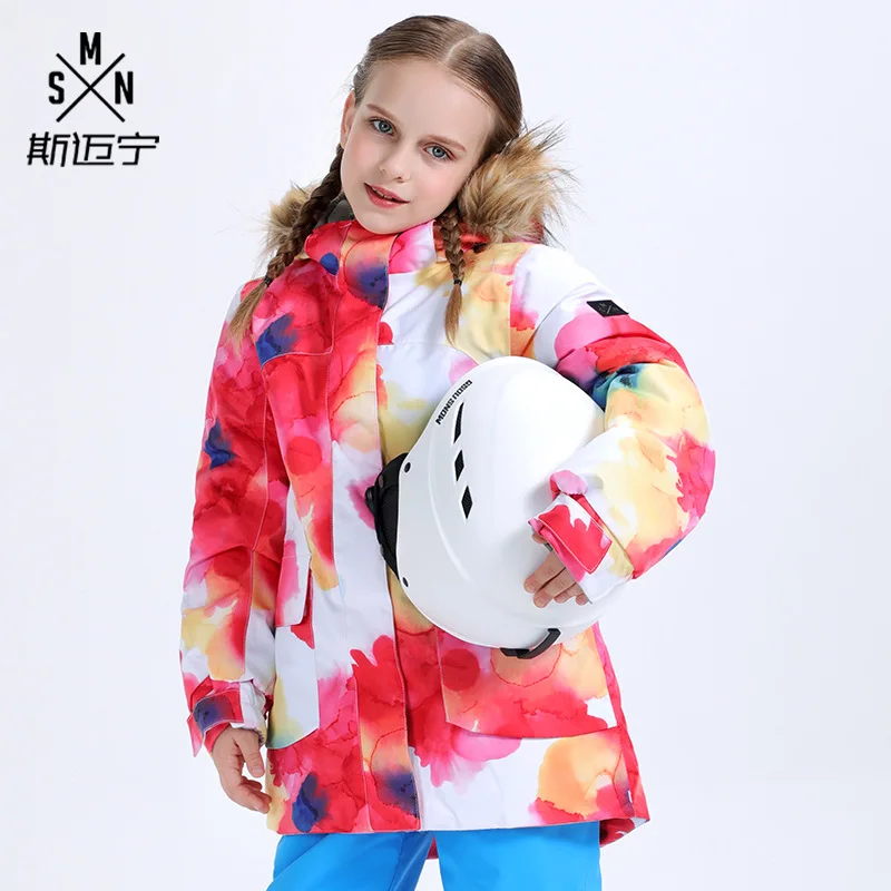 GSOU SNOW Children Hoodie Ski suit Winter Warmth Snow Coats Windproof Waterproof keep warm Outdoor Girls Snowboard Ski jackets