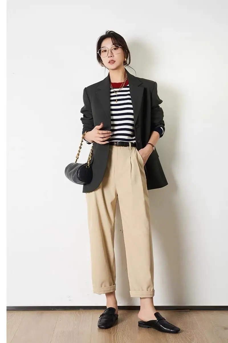 Striped Knit Jumper with Heart Patch - Casual Everyday Outfit