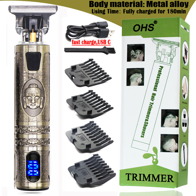 T9 0mm Professional Hair Clipper Electric Rechargeable Men Hair Shaver Beard Trimmer Beard Barber Hair Cut Cutting Machine