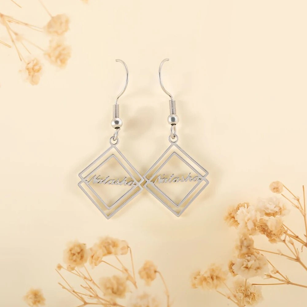 Custom Named Earrings, Celebrity Signature Production, Earring Font Design, Stainless Steel Earrings Wholesale, Diamond Earrings