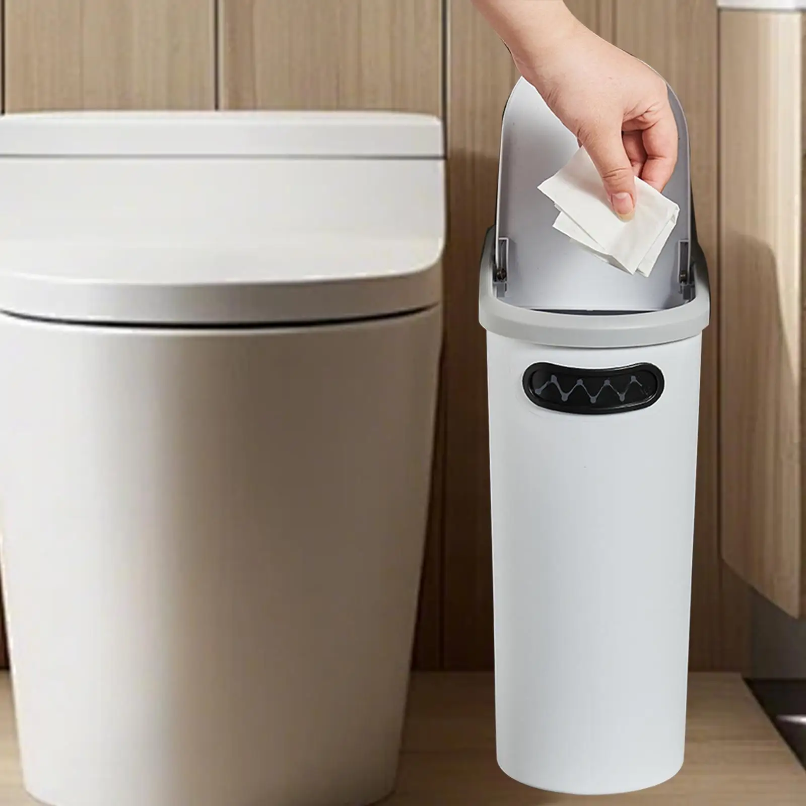 Nordic Dustbin Bathroom Trash Can 10L Simple Thin Narrow Garbage Can Kitchen Wastebasket for Office Study Home Living Garage