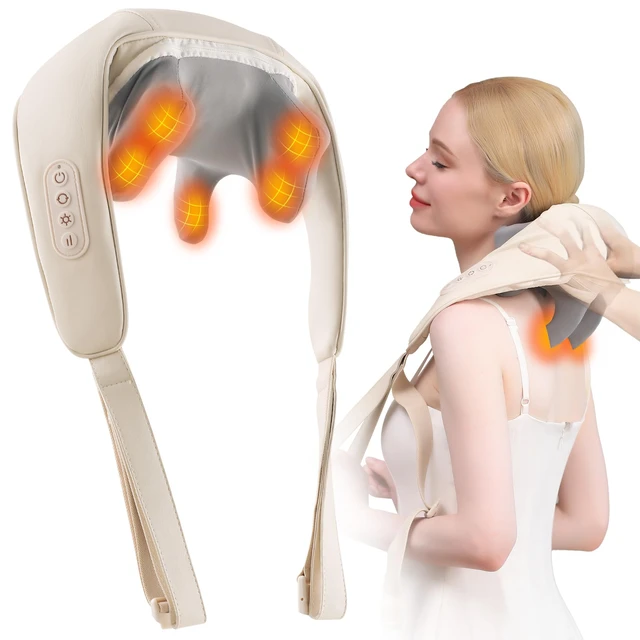 Neck & Back Massager with Heat Deep 5D Kneading Massage For Shoulder Pain  Relief