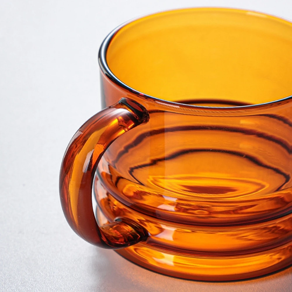 300ml Double Bottom Glass Mugs Drinking Tumbler Color Glass Cup Coffee Juice Tea Wine Water Cup With Handle Home Drinkware