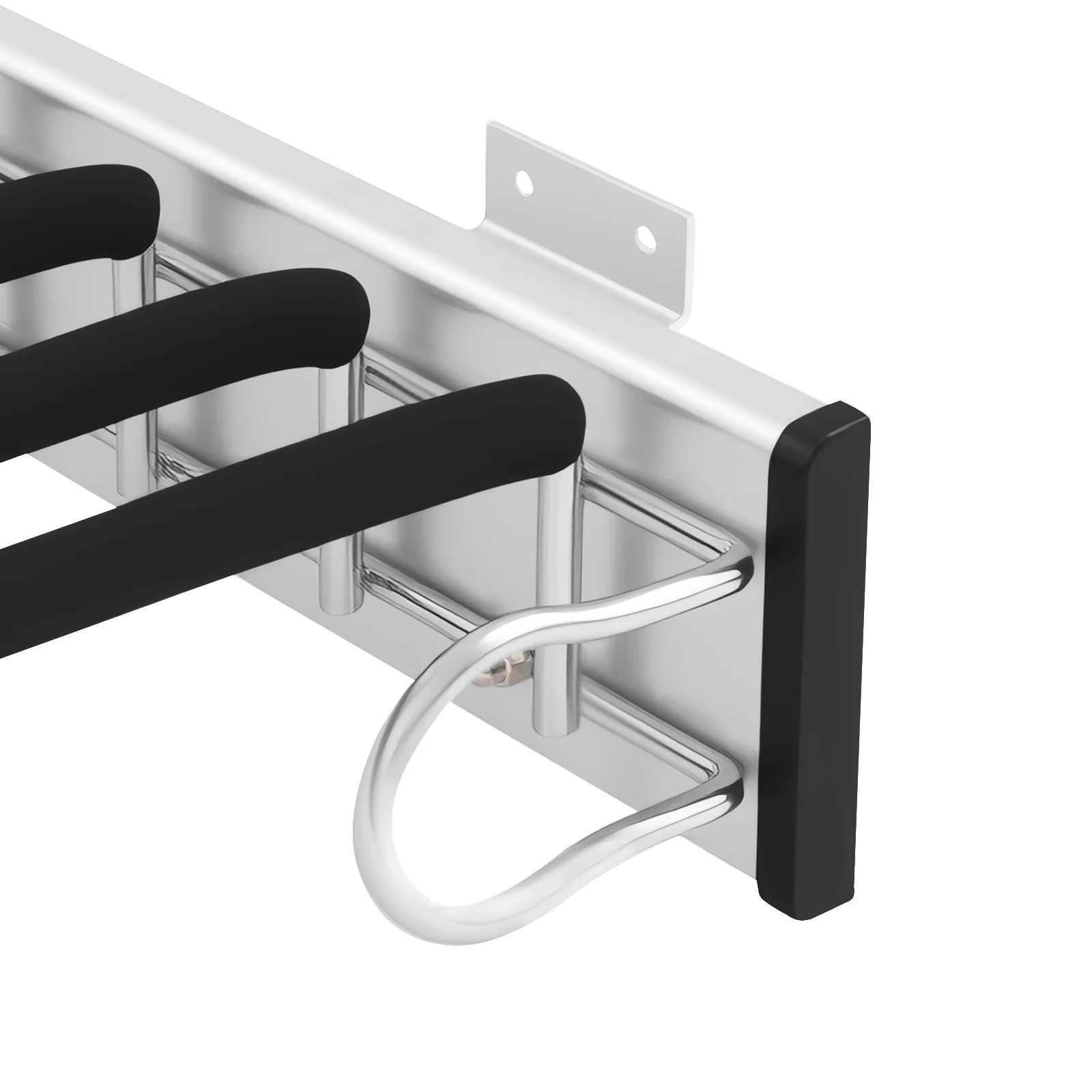 9-stufiger Teleskop-Hosen-Organizer zur Wandmontage, Gleitschiene, Schrankschublade für Schlafzimmer, Wohnheim und Kleiderschrank, platzsparend – Detail 16
