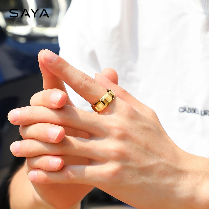 Men's Finger Ring 8mm Width High Polished Faceted Tungsten Jewelry Gift Electroplating Gold and Silver, Free Shipping,Customized