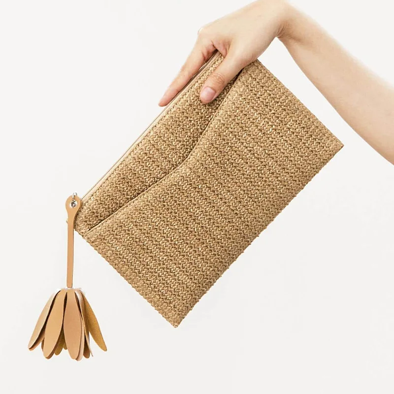 Ladies straw Wallet Summer New holiday straw Handbag Europe Style Small Bag women's Card bag beach coin wallet Clutch