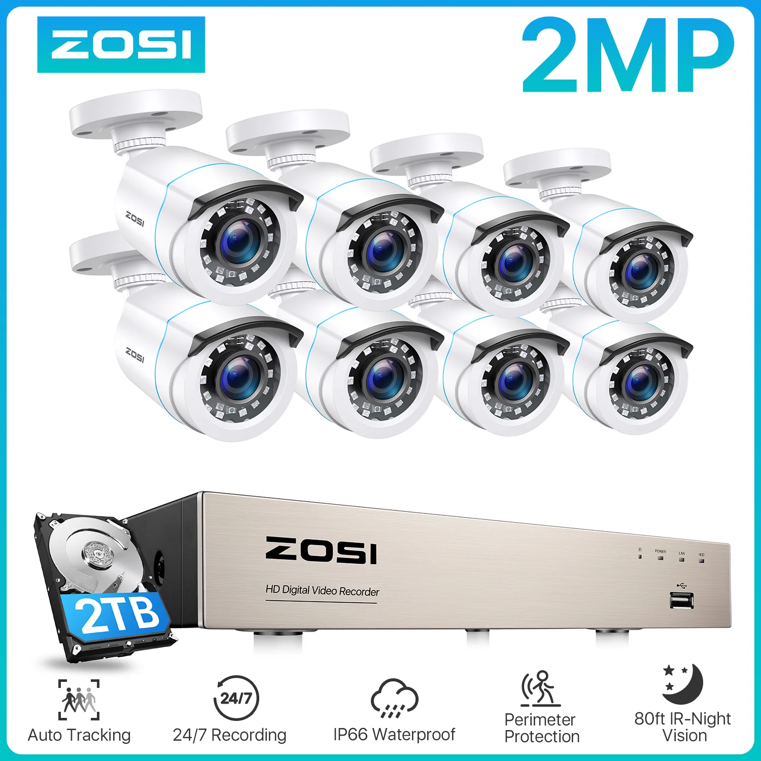 Zoohi Camera System Jooan 3MP 5MP WiFi CCTV System 10CH NVR