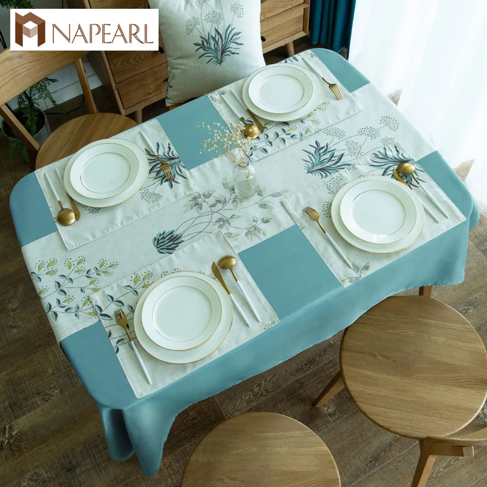 NAPEARL Blue Printed Table Runner for Dinner Table Decoration Set Table Runners Wedding Centerpieces for Tables 30x140/30x180cm