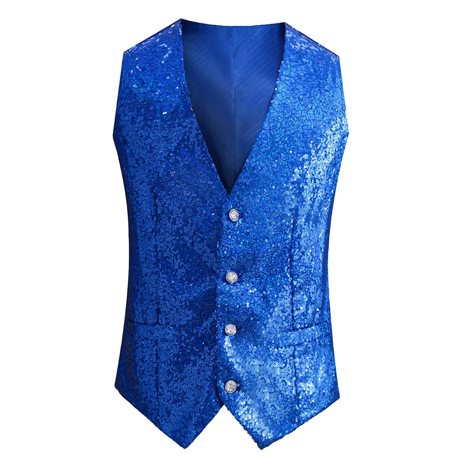 Mens Fashion Sleeveless Sequined Blazer Vest Nightclub DJ Performance Stage Wedding Host Shiny Gold Sequin Bling Glitter Vest dress vests