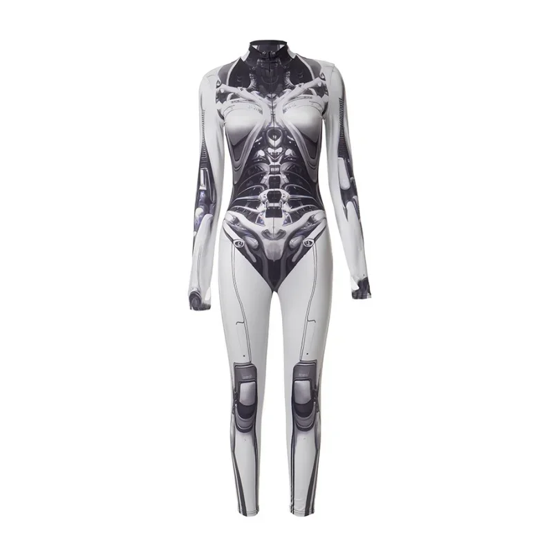 Fashion Mechanical Style Print Jumpsuits For Women One-Piece Semi-High Neckline With Long Sleeves Jumpsuit Women Y2k Jumpsuit 4 Fashion Mechanical Style Print Jumpsuits For Women One-Piece Semi-High Neckline With Long Sleeves Jumpsuit Women Y2k Jumpsuit