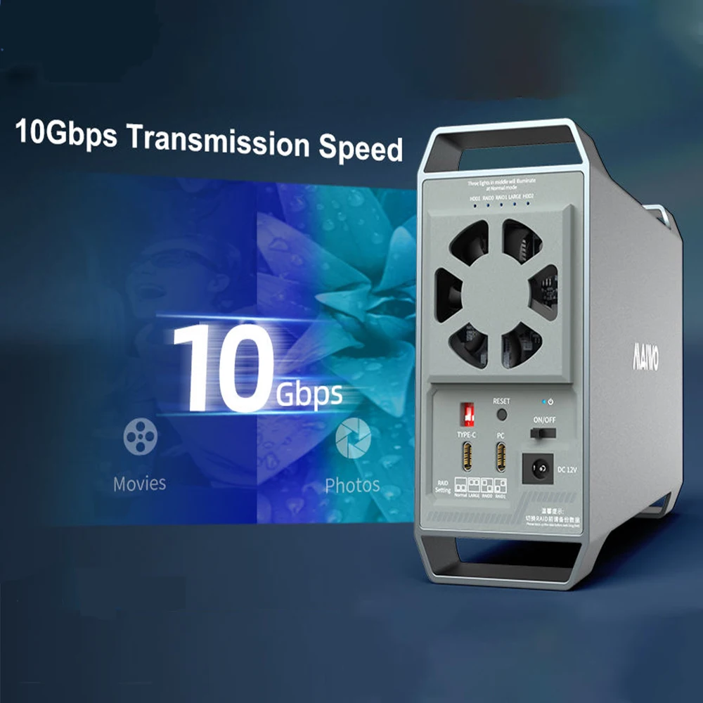MAIWO RAID Ÿ C 3.5 ġ SATA HDD SSD Ŭ, ˷̴ HDD ̽, ڵ , ϵ ̺ ũ  ĳ, ִ 10Gbps, 2 