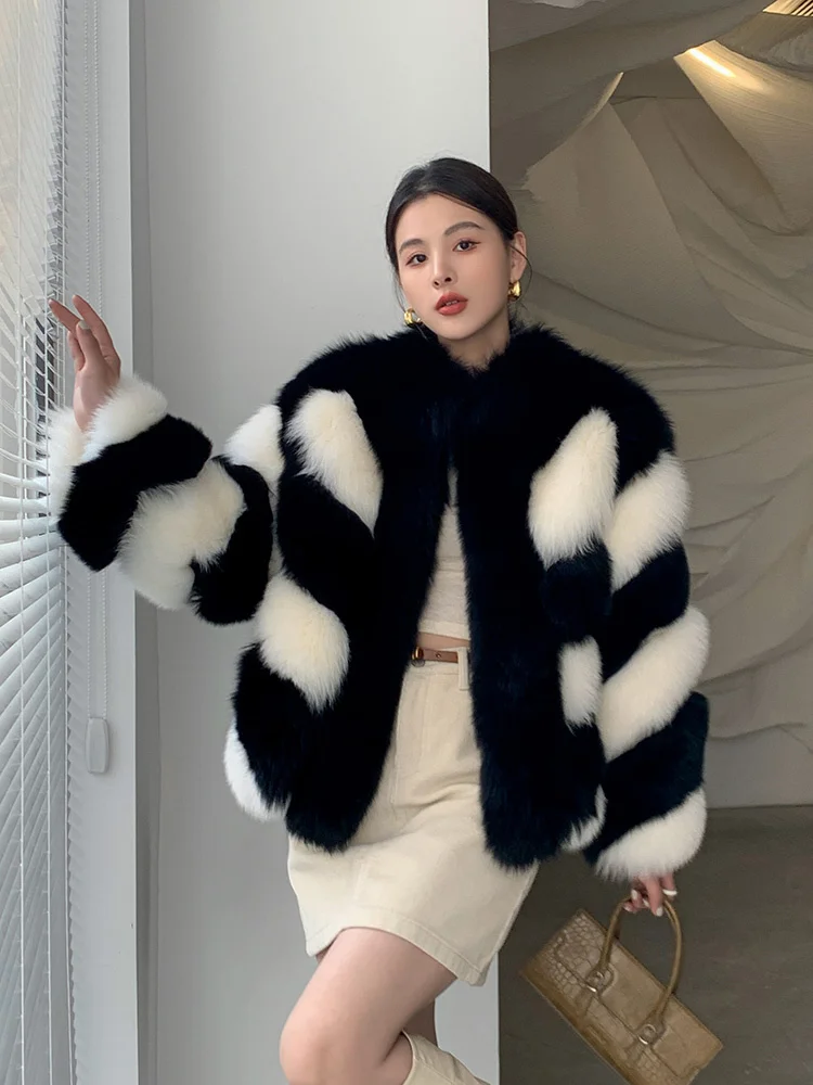 Super Hot 2022 Fashion Natural Real Fox Fur Coat Women Winter Warm Luxury Fur Jacket Plus Size Outwear Female Vest Coats