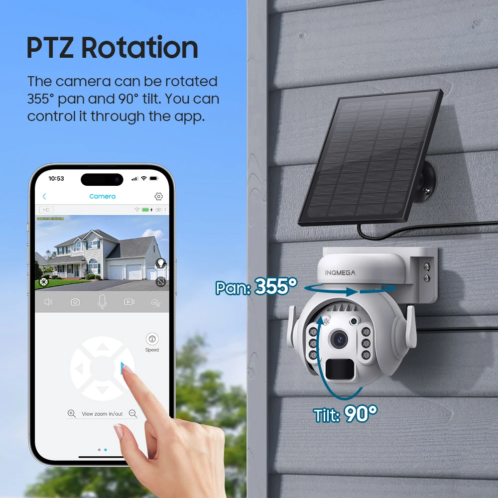 INQMEGA 4MP/3MP 4G Solar Security Camera Outdoor WiFi Human Detection Solar Camera  with Rechargeable Battery IP65 WaterProof