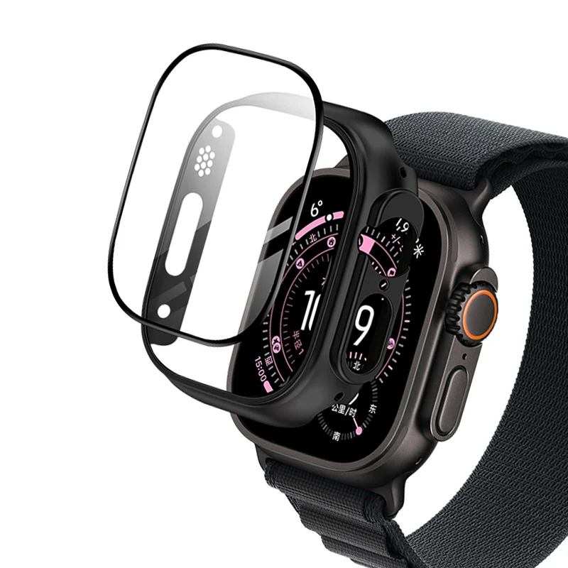 Abdeckung für Apple Watch Ultra 3 49 mm PC-Stoßstange + Displayschutzfolie iWatch Ultra 2 49 mm HD gehärtetes Glas + Gehäuseschale Zubehör – Detail 3