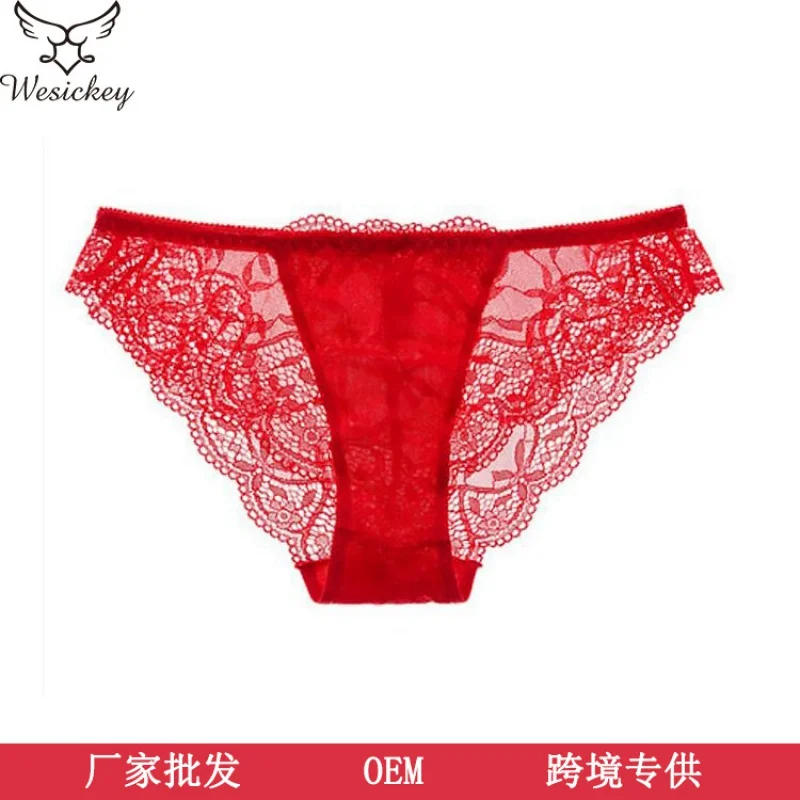 

High Quality Wholesale Sexy Lace Women's Panties Women's Sexy Seduction Translucent Thin Panties Large Size Low Waist Briefs
