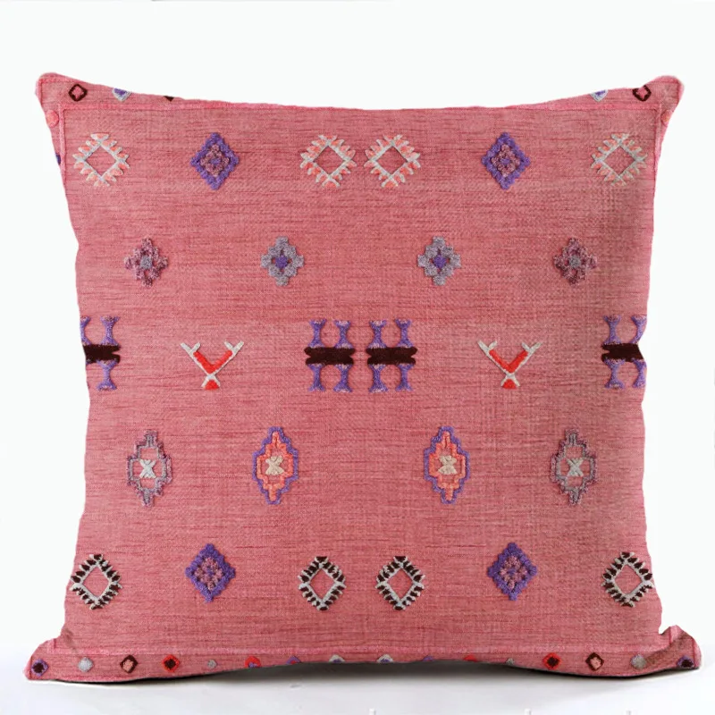 Bohemian Patterns Linen Cushions Case Multicolors Abstract Ethnic Geometry Print Decorative Pillows Case Living Room Sofa Pillow 