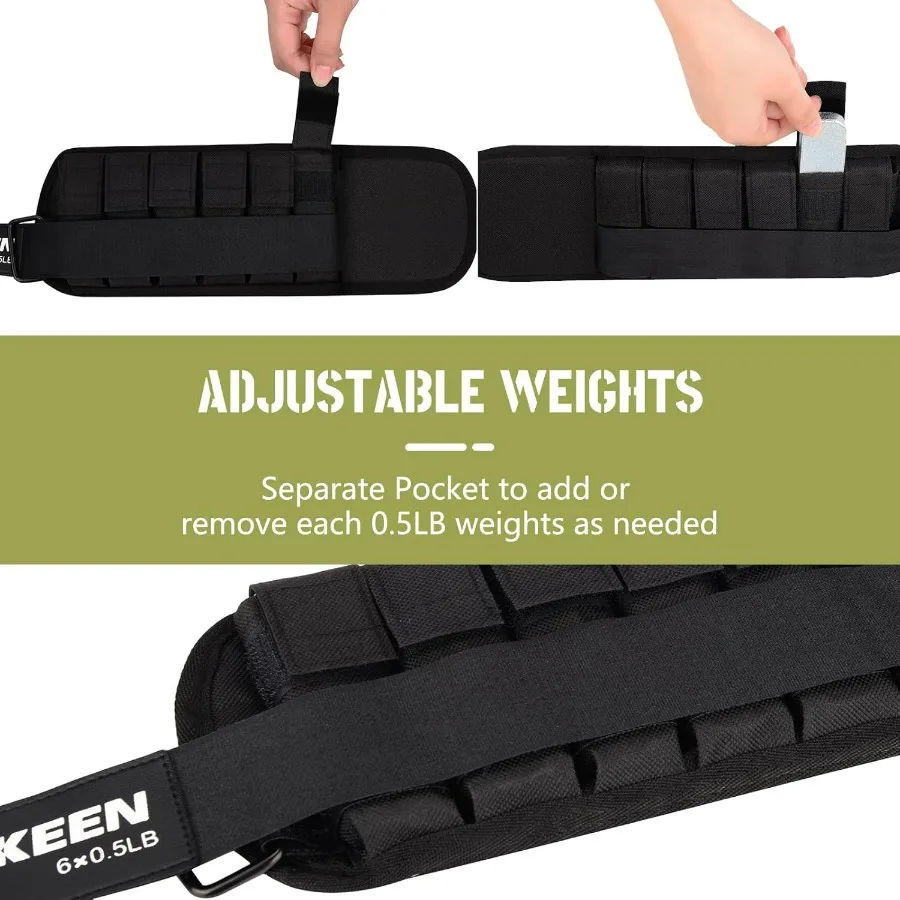 Ankle Weights for Women Men 1 pair Adjustable Ankle Weights 1 2 3 LBS Metal Block with Separate Pockets Leg and Hand Weights For