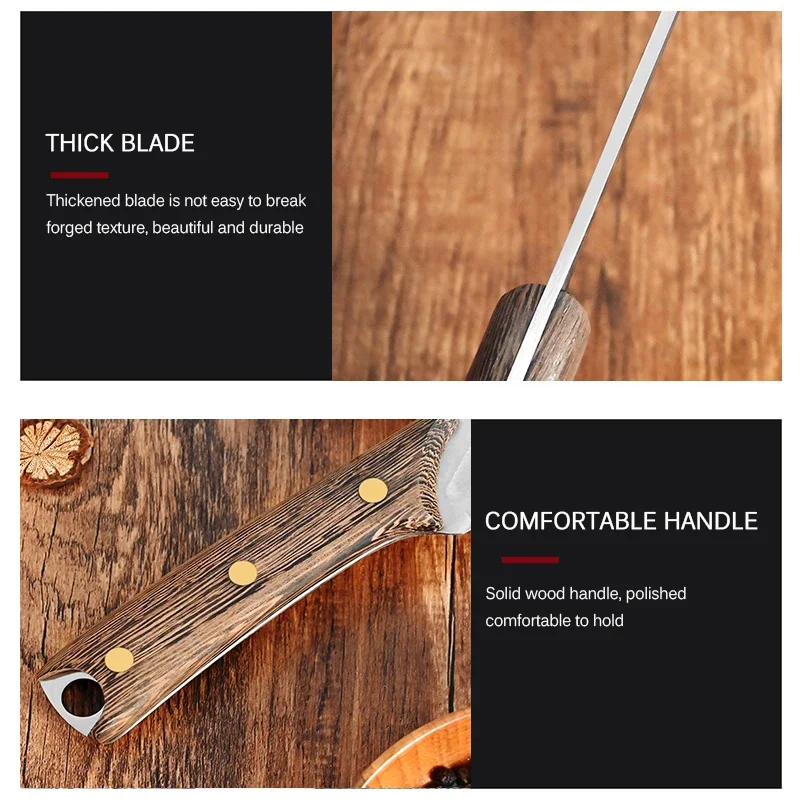 Handmade Forged Meat Cleaver Stainless Steel Boning Knife Camping Hunting Knives Butcher Knife Outdoor Barbecue knife Withcover