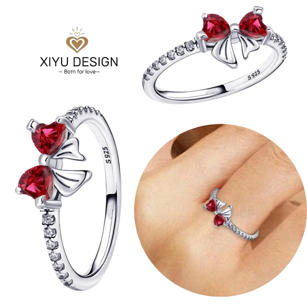 Elegant 925 Silver Zircon Bow Ring – Shimmering Fine Jewelry Gift