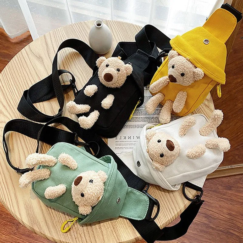 귀여운 만화 봉제 곰 가방, 맞춤형 미니 패션 허리 가방, 신제품 미니 캔버스 가방, 휴대용 트렌디 가슴 가방 귀여운 만화 봉제 곰 가방, 맞춤형 미니 패션 허리 가방, 신제품 미니 캔버스 가방, 휴대용 트렌디 가슴 가방