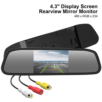 Monitor Universale HD per Parcheggio Auto, Display Retrovisore da 4,3 Pollici, Schermo TFT LCD a Colori per Specchietto Retrovisore