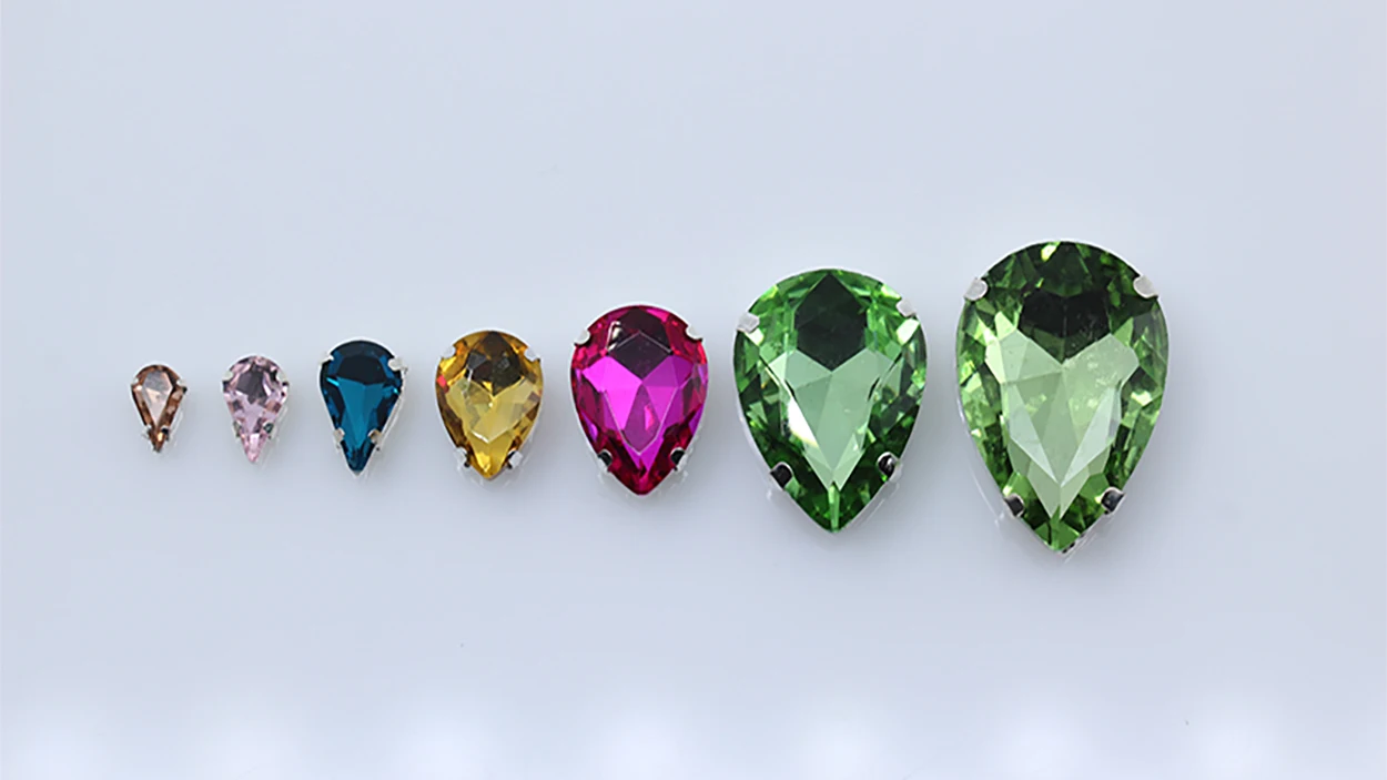 4-40MM 24-Colors Sew on Water Drops Rhinestone Crystal Silver Claw Button Teardrop For Jewelry/ Wedding Dress Bag Shoe Diy Trims