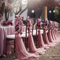 20x275cm Chiffon Chair Sashes Wedding Chair Decoration 2PCS/set Long Wedding Aisle Decorations Party Banquet Event Baby Shower 1