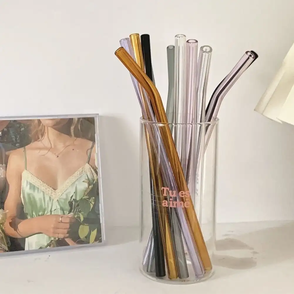 Eco-Friendly Multi-Color Reusable Glass Drinking Straws