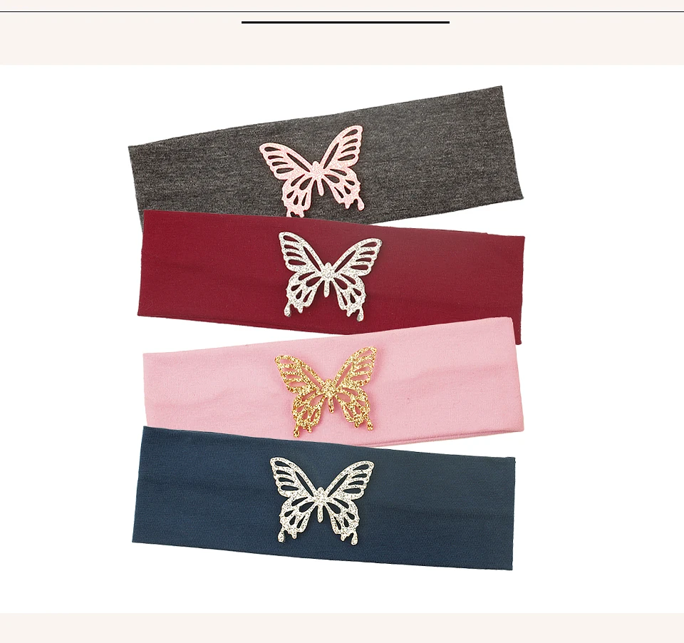 Baby Mädchen Schmetterling Baumwolle Stirnbänder Casual Mode Weiche Elastische Headwear Mädchen Kinder Childs Haar Zubehör Kleinkind Haar Bands – Detail 6