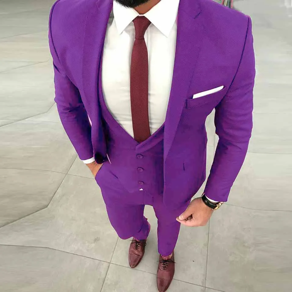 Blue Men Suit Slim Fit Wedding Suits For Men Groom Best Man Party Prom Blazer Casual Street Smart Business Tuxedo Terno 3 PCS