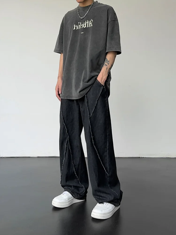 HOUZHOU Hip Hop zniszczone spodnie jeansowe męskie podarte patchworkowe spodnie  jeansowe męskie Oversize luźne japońska moda uliczna 5XL - AliExpress