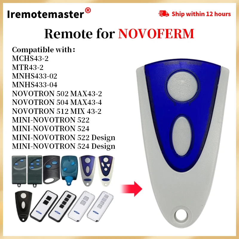 

NEW For NOVOTRON 502 MAX43-2 NOVOFERM 504 MAX43-4 512 MIX 43-2 433.92MHZ Garage Door Remote Control