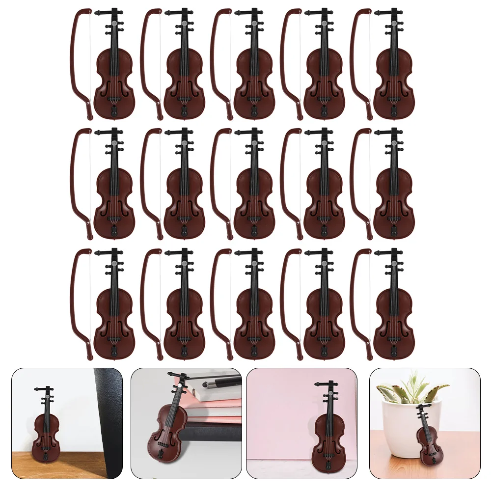 

15/20pcs Mini Violin Models Toys Miniature Wooden Musical Instruments Collection Dollhouse Furniture Decoration