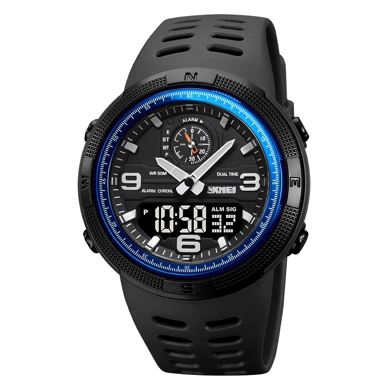 SKMEI 1655 ساعة رقمية رياضية للرجال عرض مزدوج مقاو...