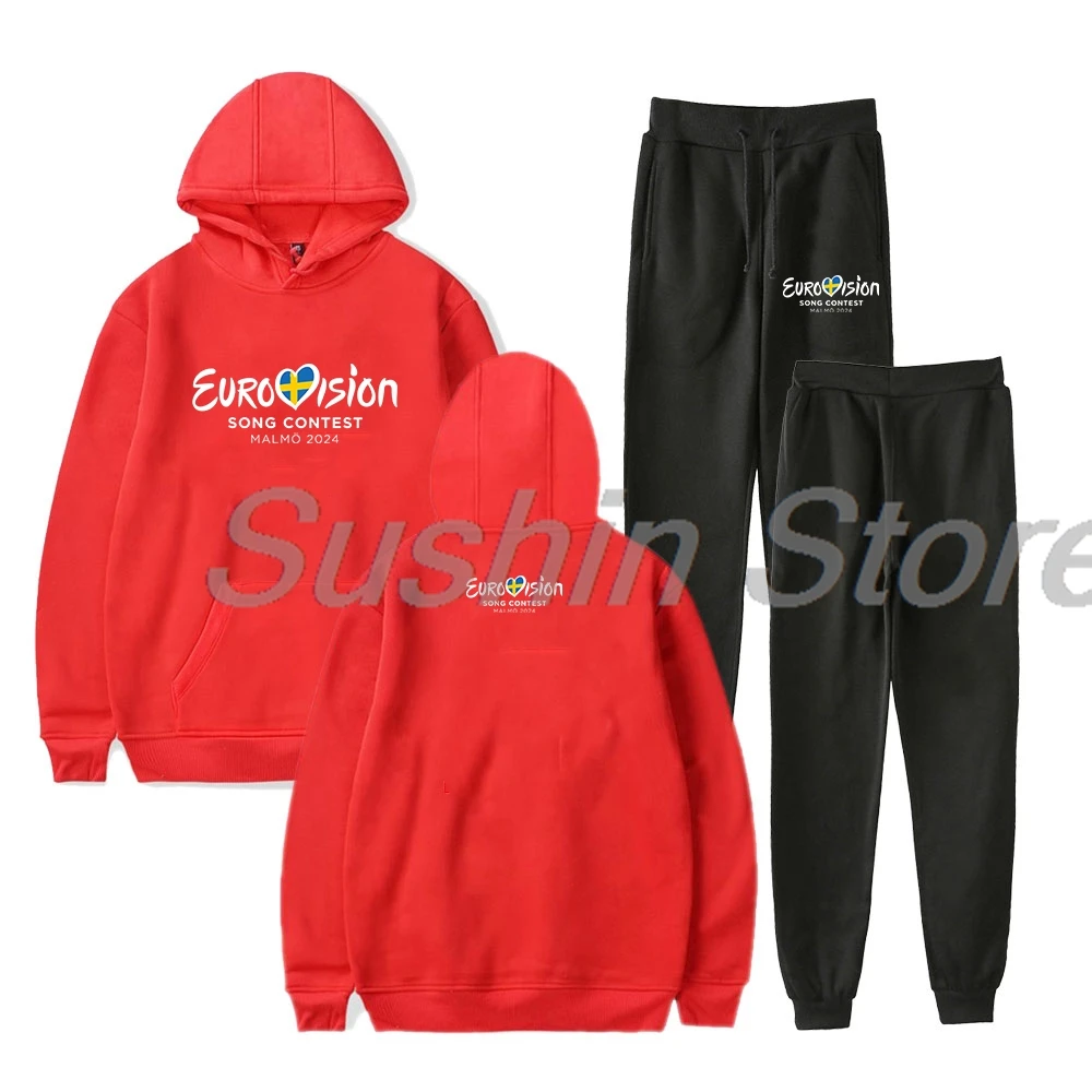 Eurovision 2024 Merch Hoodie Jogger Pants Two Piece Set Sweatshirts+Sweatpants Eurovision Song Contest Women Men's Sets