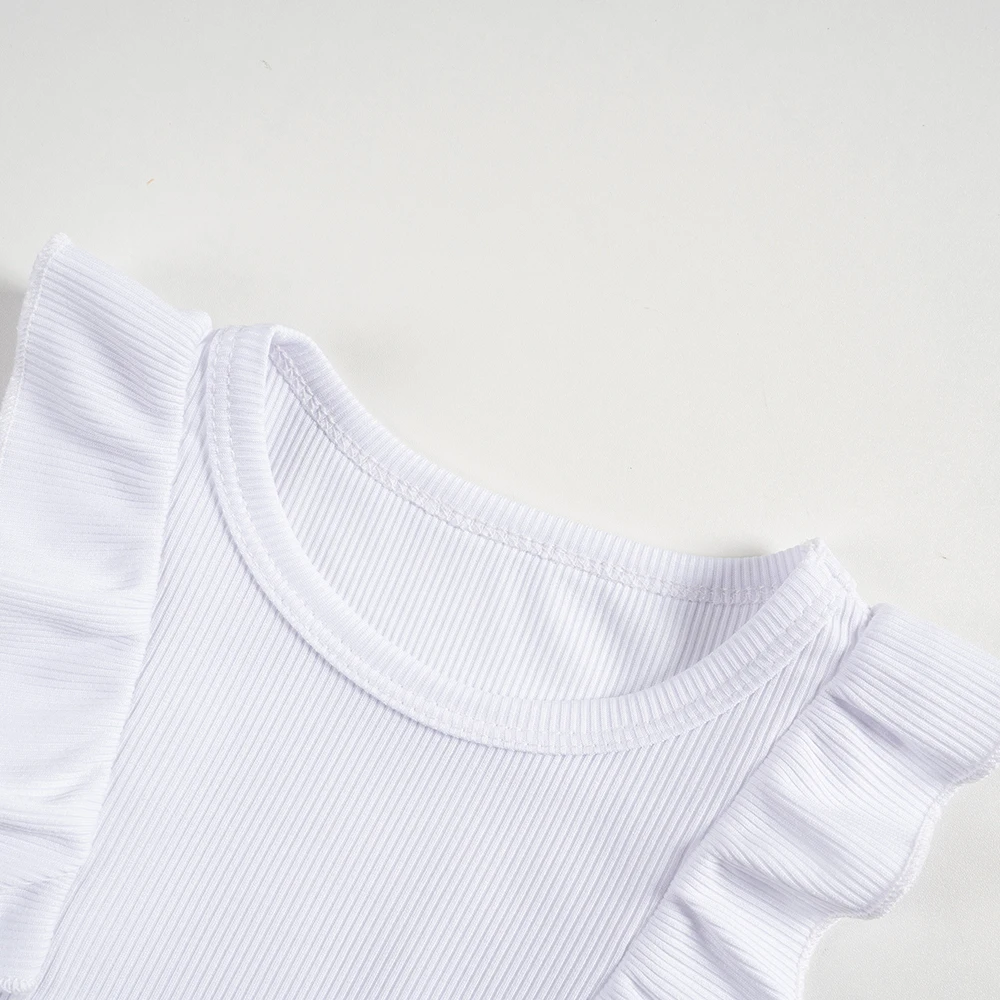 Mädchen 3-teiliges Set: Sommer-Weste mit Rüschenärmeln für Komfort und Kühlheit, 3-teiliges Casual- und Modisches Tagesoutfit – Detail 19