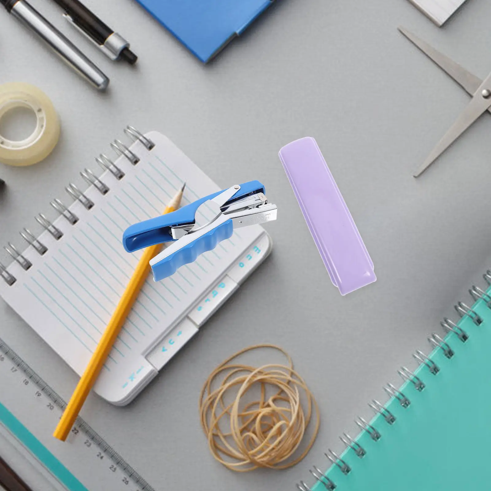 학생 사무실 다기능 스테이플러 녹색 데스크탑 플라스틱 수동 책상 스테이플링 도구 (학교 사무용품)