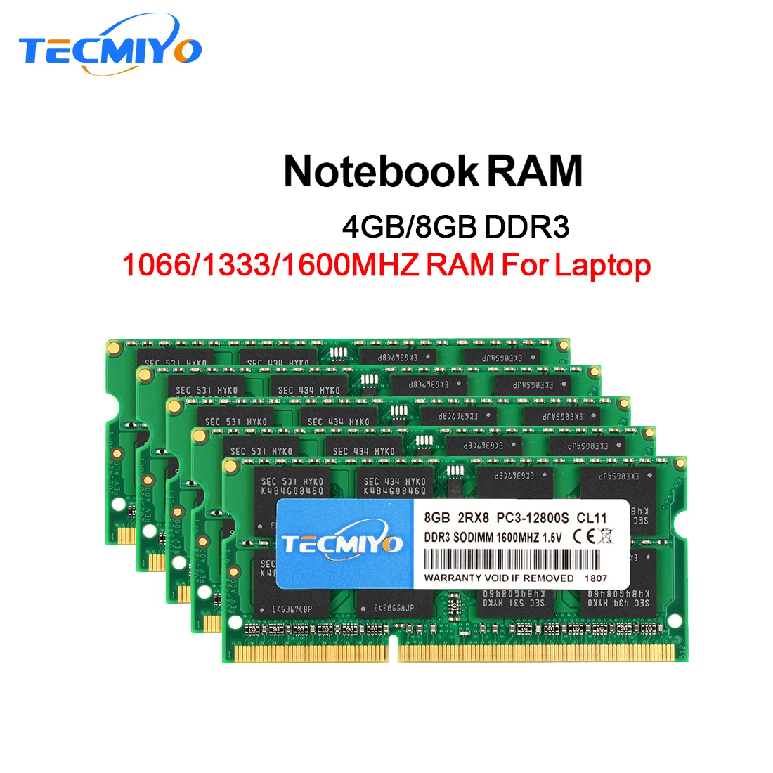 TECMIYO Laptop Memory RAM DDR3 DDR3L 8GB 4GB 1600MHz 1333MHz